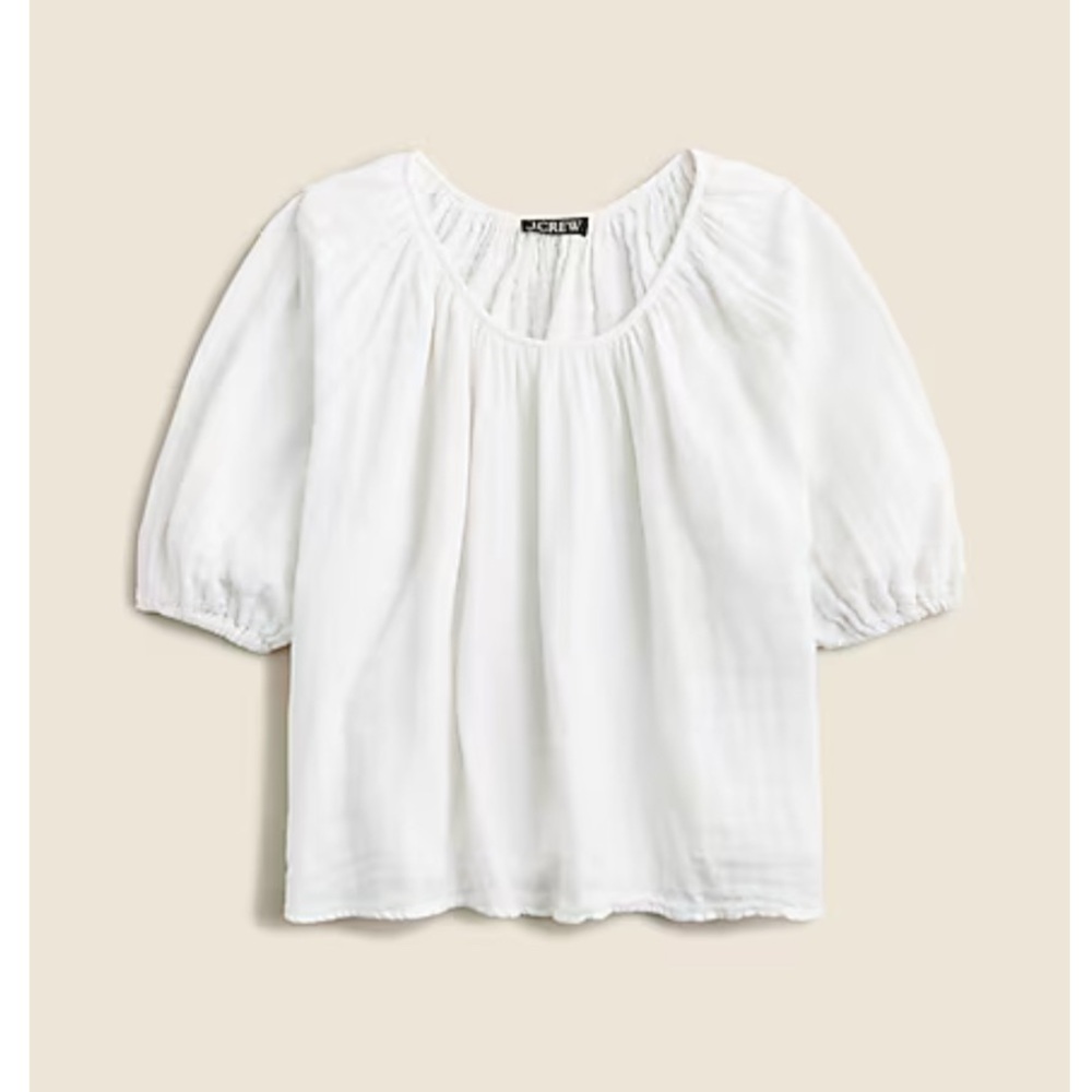 J Crew Swingy puff-sleeve top in cotton-linen blend gauze